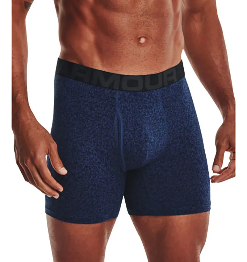 Under Armour Men's 3-Pack Charged Cotton Novelty 6 Inch Boxer Short Indigo-2